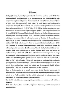 Etude phytochimique et activites biologiques