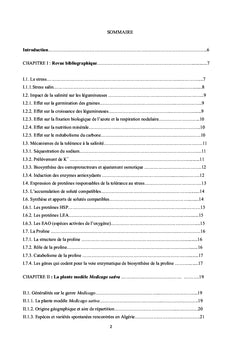 Etude de la Tolérance à la Salinité chez la Luzerne "Medicago"