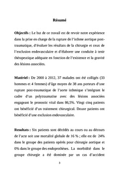 Prise en charge des ruptures de l'isthme aortique post-traumatiques