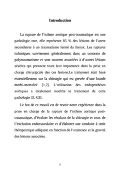 Prise en charge des ruptures de l'isthme aortique post-traumatiques
