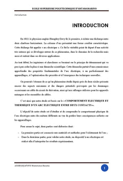 Comportement electrique et thermique d'un arc entre deux contacts