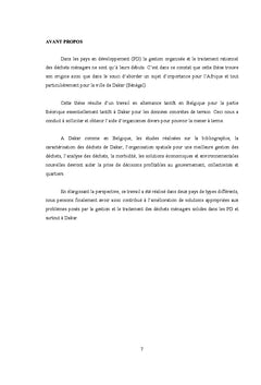 Contribution A l'amelioration de la gestion des dechets menagers
