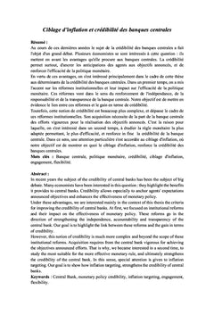 Ciblage d'inflation et crédibilité des banques centrales