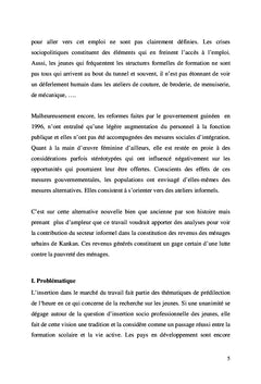 Activites du secteur informel et reduction de la pauvrete A Kankan