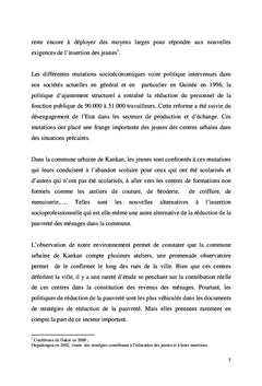 Activites du secteur informel et reduction de la pauvrete A Kankan