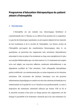 Programme d'éducation thérapeutique du patient atteint d'hémophilie
