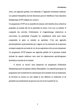 Programme d'éducation thérapeutique du patient atteint d'hémophilie