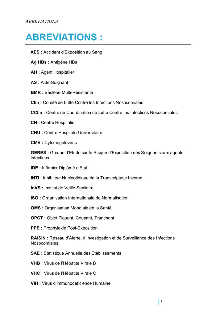 Les accidents d'exposition au sang