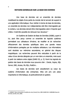 Conception et réalisation d'une base de données