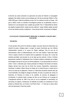 Paysage de l'enseignement primaire au Burkina Faso