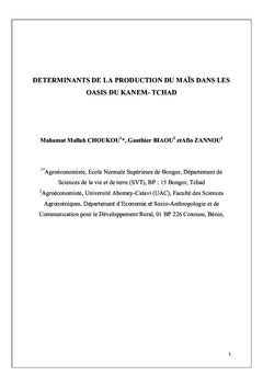 Determinants de la production du maïs dans le Kanem- Tchad