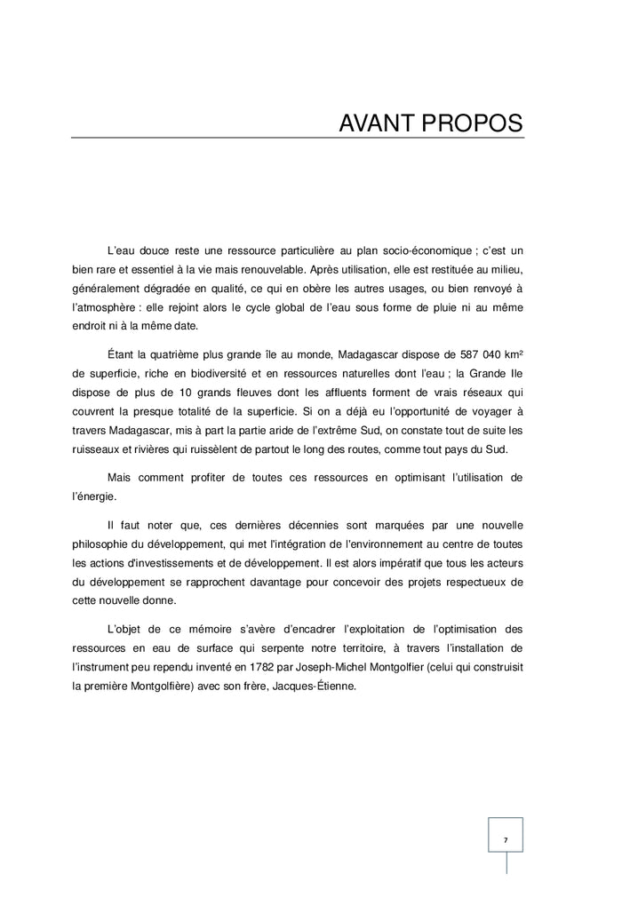 EIe d'une installation d'un belier hydraulique A Masiakamalona