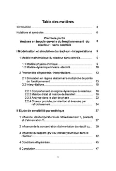 Dynamique et commande d'un réacteur chimique
