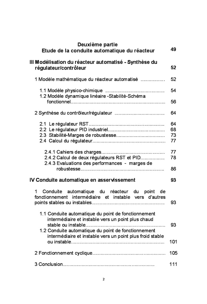 Dynamique et commande d'un réacteur chimique