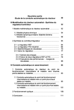 Dynamique et commande d'un réacteur chimique