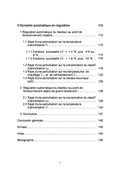 Dynamique et commande d'un réacteur chimique