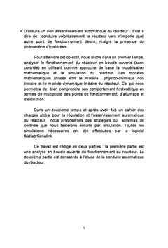 Dynamique et commande d'un réacteur chimique