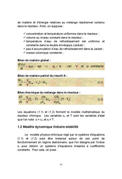 Dynamique et commande d'un réacteur chimique