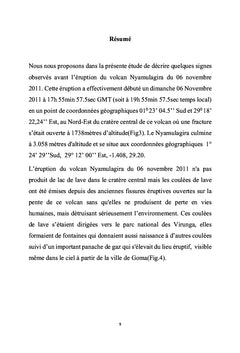Quelques signes precurseurs de l'eruption du Nyamulagira du 06/11/2011