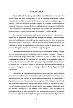 Integration regionale et liberalisation des echanges en AFRIQUe