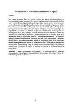 Pré-oxydation et activation du charbon de la lignine