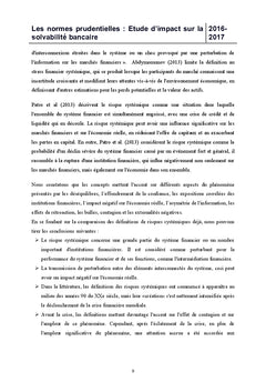 Les normes prudentielles : Etude d'impact sur la solvabilité bancaire
