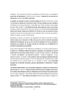 Les relations amoureuses A l'epreuve de la rencontre en ligne
