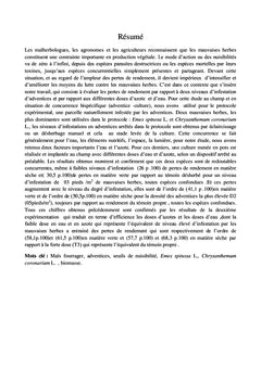 L'effet concurrentiel des adventices sur le rendement du maïs fourrager