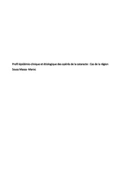 Profil épidémio-clinique et étiologique des opérés de la cataracte