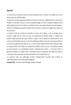 Profil épidémio-clinique et étiologique des opérés de la cataracte