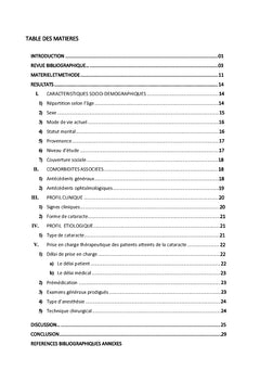 Profil épidémio-clinique et étiologique des opérés de la cataracte