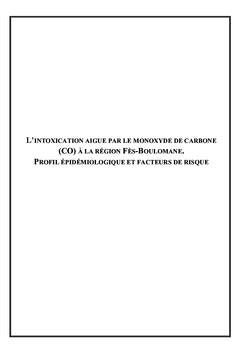 L'intoxication par le Monoxyde de Carbone A la region de Fes-Boulemane