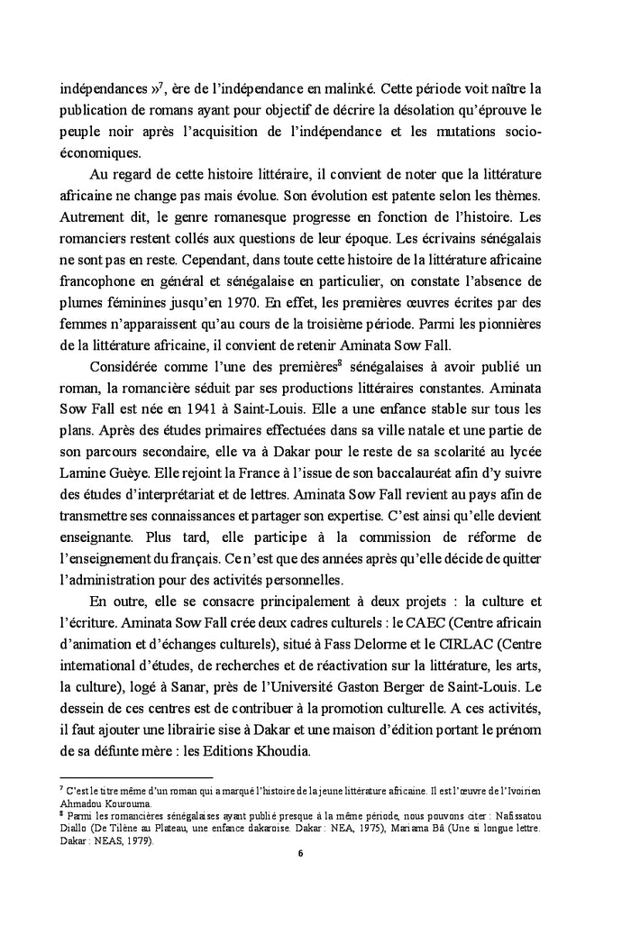 Le réalisme dans l'univers romanesque d'Aminata Sow Fall