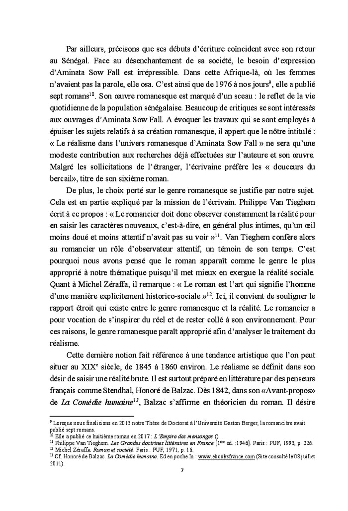 Le réalisme dans l'univers romanesque d'Aminata Sow Fall