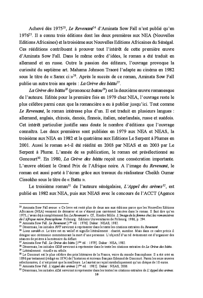 Le réalisme dans l'univers romanesque d'Aminata Sow Fall