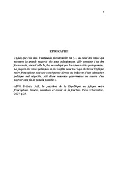 Statut du President de la Republique et stabilite du regime politique