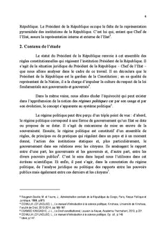 Statut du President de la Republique et stabilite du regime politique