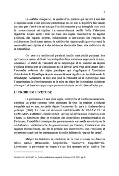 Statut du President de la Republique et stabilite du regime politique