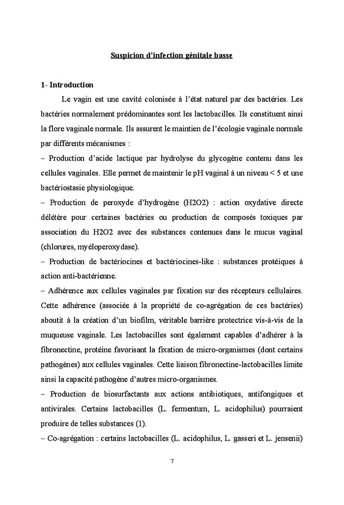 Suspicion d'infection genitale basse