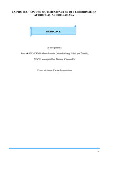 La protection des victimes du terrorisme en Afrique au Sud du Sahara
