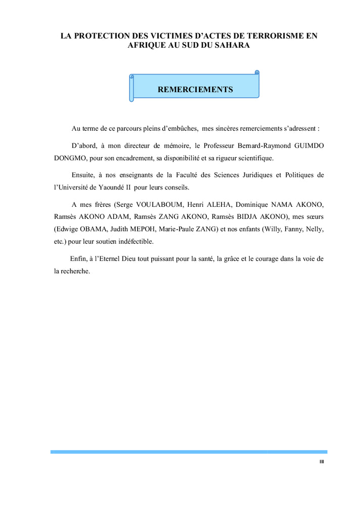 La protection des victimes du terrorisme en Afrique au Sud du Sahara