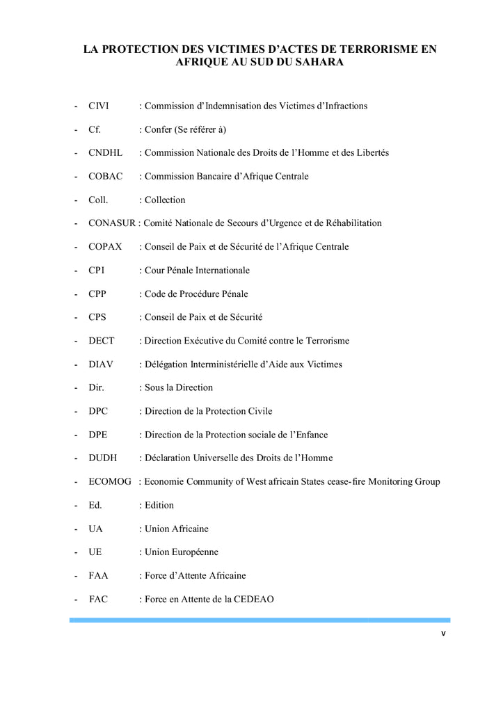 La protection des victimes du terrorisme en Afrique au Sud du Sahara