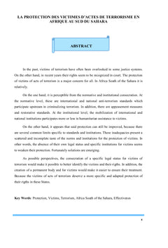 La protection des victimes du terrorisme en Afrique au Sud du Sahara