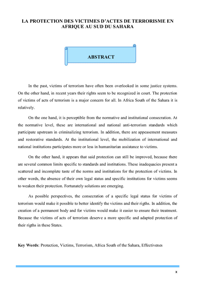 La protection des victimes du terrorisme en Afrique au Sud du Sahara