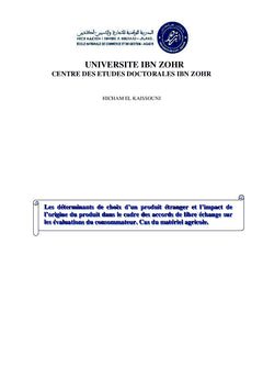 Les determinants de choix d'un produit etranger