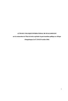 Actes du colloque de Ouagadougou
