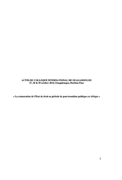 Actes du colloque de Ouagadougou