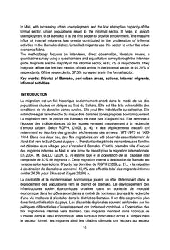 Stratégies d'insertion socioéconomique des migrants à Bamako
