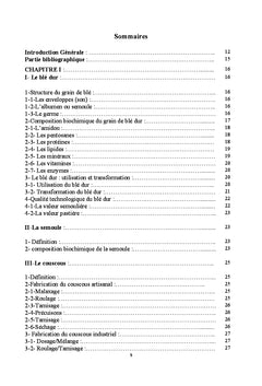 Composition biochimique de la semoule