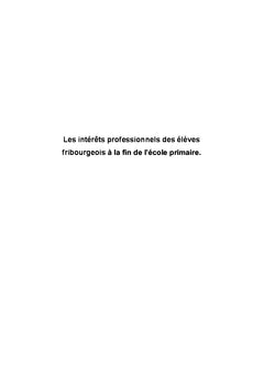 Les intérêts professionnels des élèves Fribourgeois